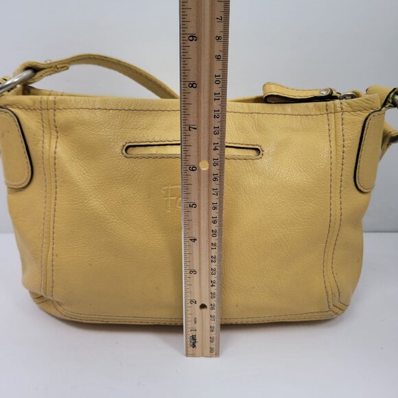 Vintage Fossil Long Live 1954 Women's Yellow Leather Strap Shoulder Bag - Picture 11 of 12